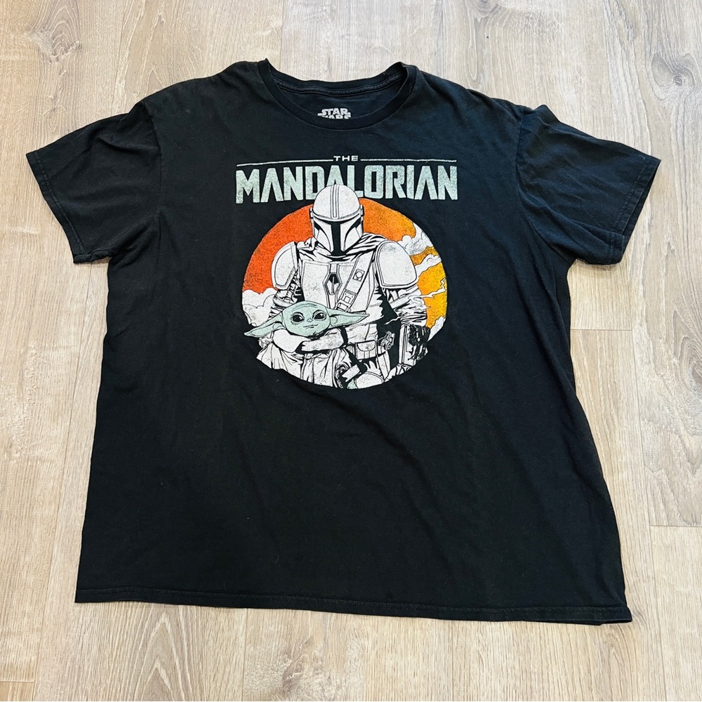 Star Wars T Shirt Mens Medium Black The Mandalorian Baby Yoda Tee top size XL